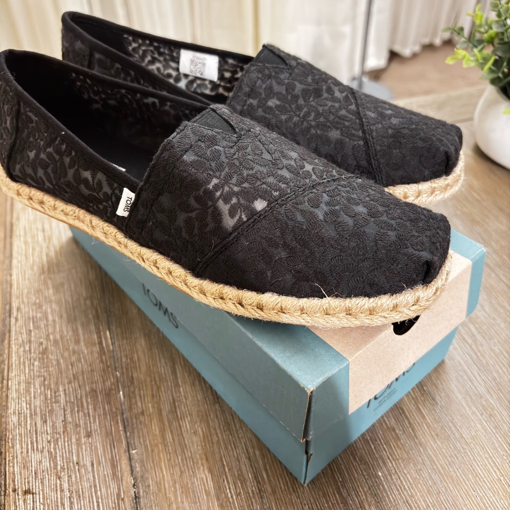 Toms Alpargata Rope Black Lace